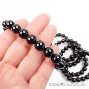 Bracelet Tourmaline noire 10-10,5 mm, élastique 19 cm