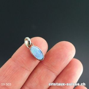 pendentif Opale doublette d'Australie en argent 925 platiné. Pièce unique