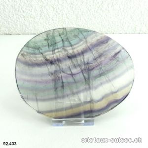 Fluorite - Fluorine arc-en-ciel, plaque polie 11,4 cm et Support. Lot unique