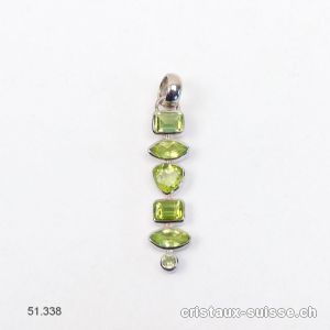 Pendentif Péridot - Olivine facetté en argent 925 platiné