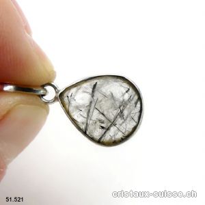 Pendentif Tourmaline - Quartz facetté en argent 925. Pièce unique