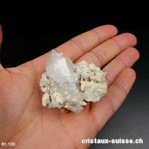 Cristal de Roche biterminé sur roche Suisse. Pièce unique