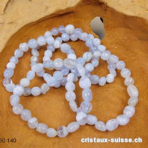 Bracelet Calcédoine bleue 8 - 10 mm / 18 - 18,5 cm