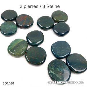 3 x Héliotrope plat env. 4 cm x épais. 1 cm. Taille L-XL