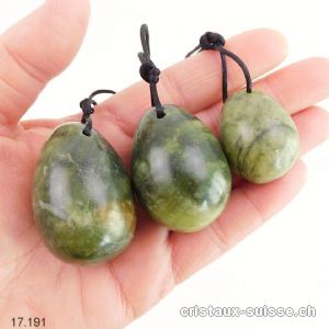 Lot 3 Oeufs YONI Jade Serpentine verte-brune, Percés. Offre Spéciale