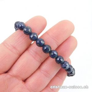 Bracelet Saphir bleu facetté 7 mm / 18  cm. Taille M. Pièce unique