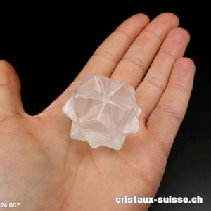 Icosaèdre - Météorite - Cristal de Roche 4 cm. Pièce unique 57 grammes