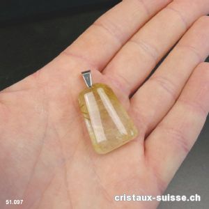 Pendentif Rutile Quartz avec Clip métal. Pièce unique