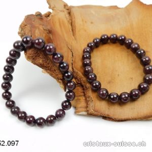 Bracelet Grenat Almandin 8 mm / 17,5 - 18 cm. Taille SM - M