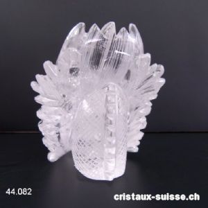 Crâne Cristal de Roche DRAGON 13 cm. Pièce unique 568 grammes. Qualité A