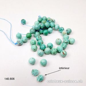 Rang Turquoise - Chrysocolle du Pérou 6 - 6,5 mm / 39 cm, env. 60 boules. Offre Spéciale