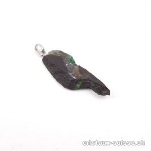 Pendentif Grenat Uvarovite cristallisé, boucle argent 925. Pièce unique