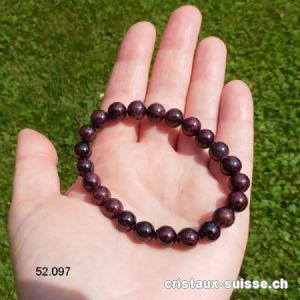 Bracelet Grenat Almandin 8 mm / 17,5 - 18 cm. Taille SM - M