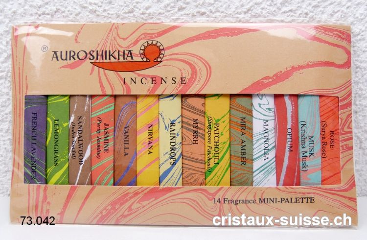 Mini Bâtons Encens Auroshikha Palette De 14 Fragrances