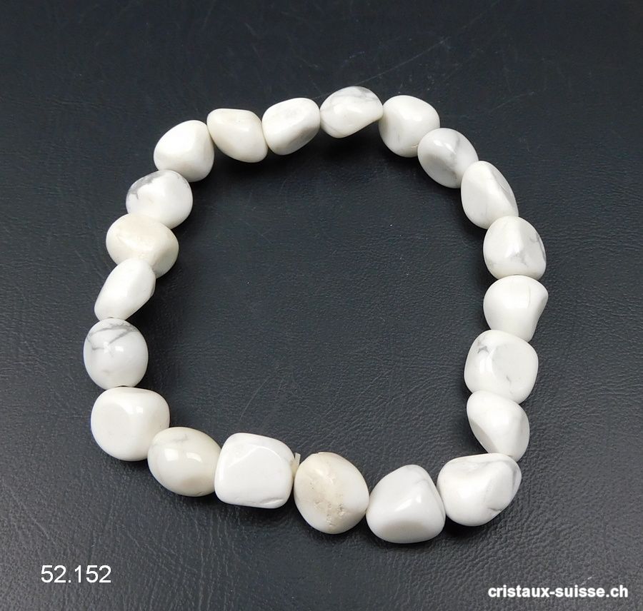 Bracelet Magnésite 8-10 mm, élastique 17,5 cm. Taille SM