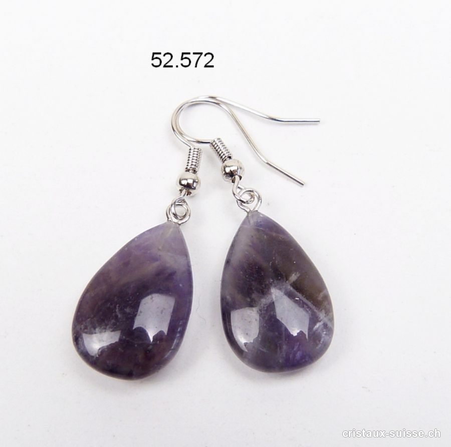 Boucles d'oreilles Goutte Améthyste 2 cm. Offre Spéciale