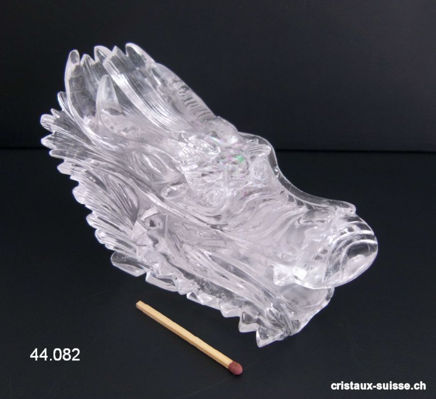 Crâne Cristal de Roche DRAGON 13 cm. Pièce unique 568 grammes. Qualité A