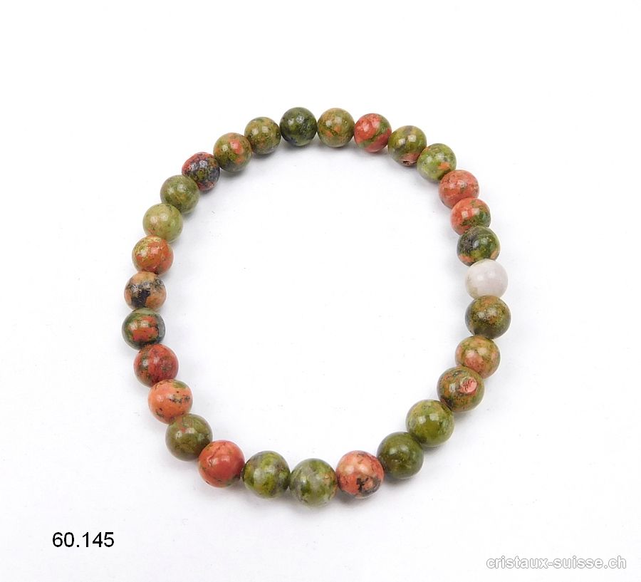 Bracelet Unakite - épidote 6,5 - 7 mm / 18,5 - 19 cm