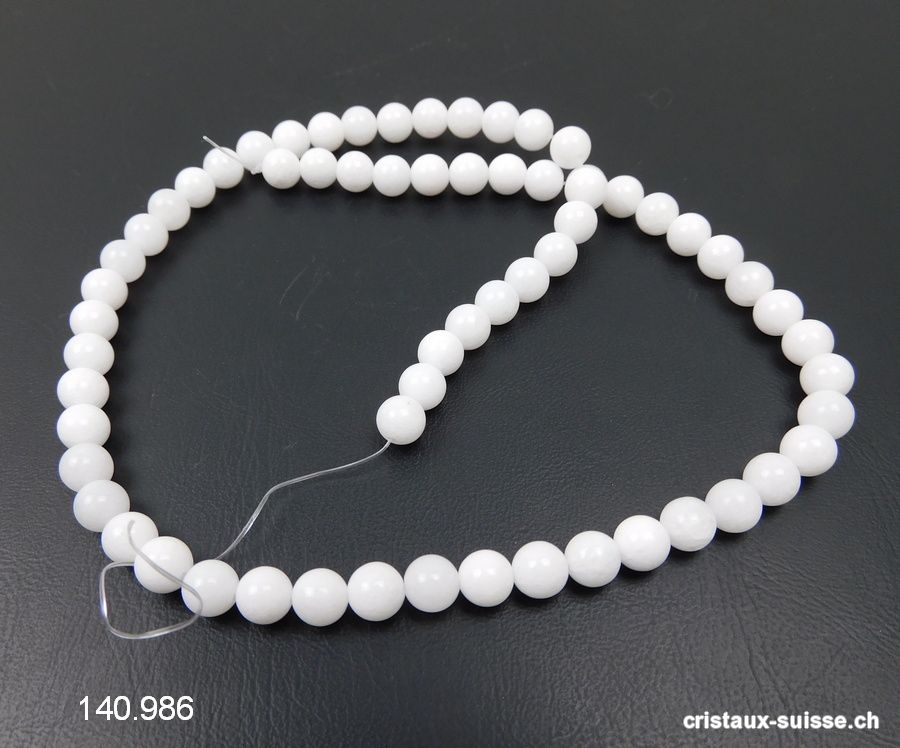 Rang Jade Serpentine blanc 6,5 mm / 38 cm, env. 60 boules