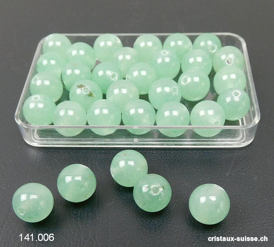 Aventurine verte claire, boule percée 8 - 8,5 mm