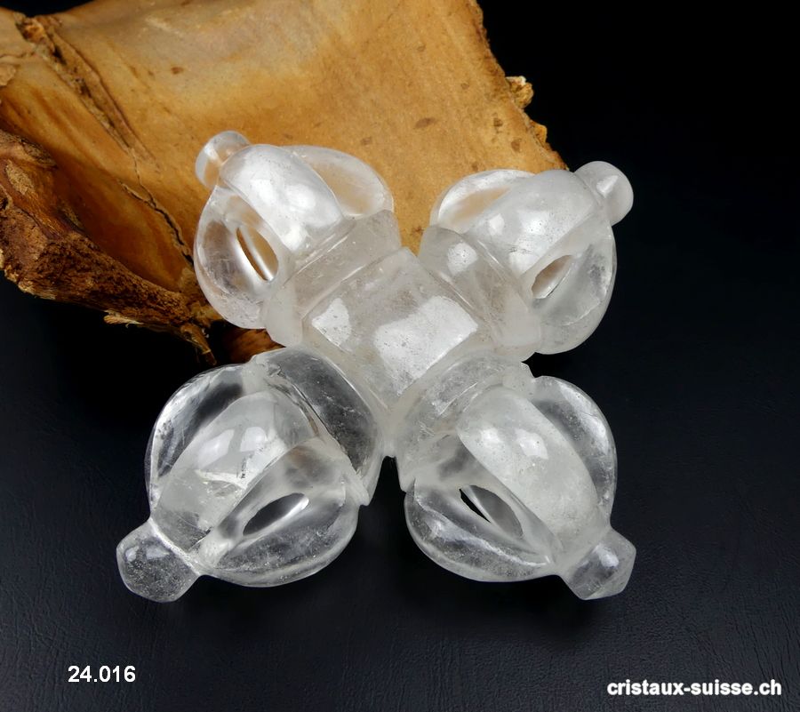 Dorje - Vajra double Cristal de Roche d'Himalaya, 267 grammes. RARETÉ