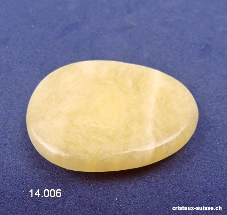 Calcite jaune, pierre anti-stress incurvée, env. 5 x 3,5 cm