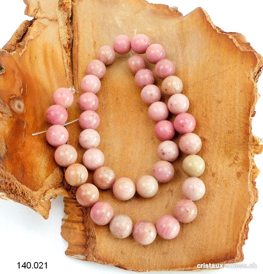 Rang Rhodonite rose - beige 10 - 10,5 mm / 36 cm, env. 38 boules. Offre Spéciale