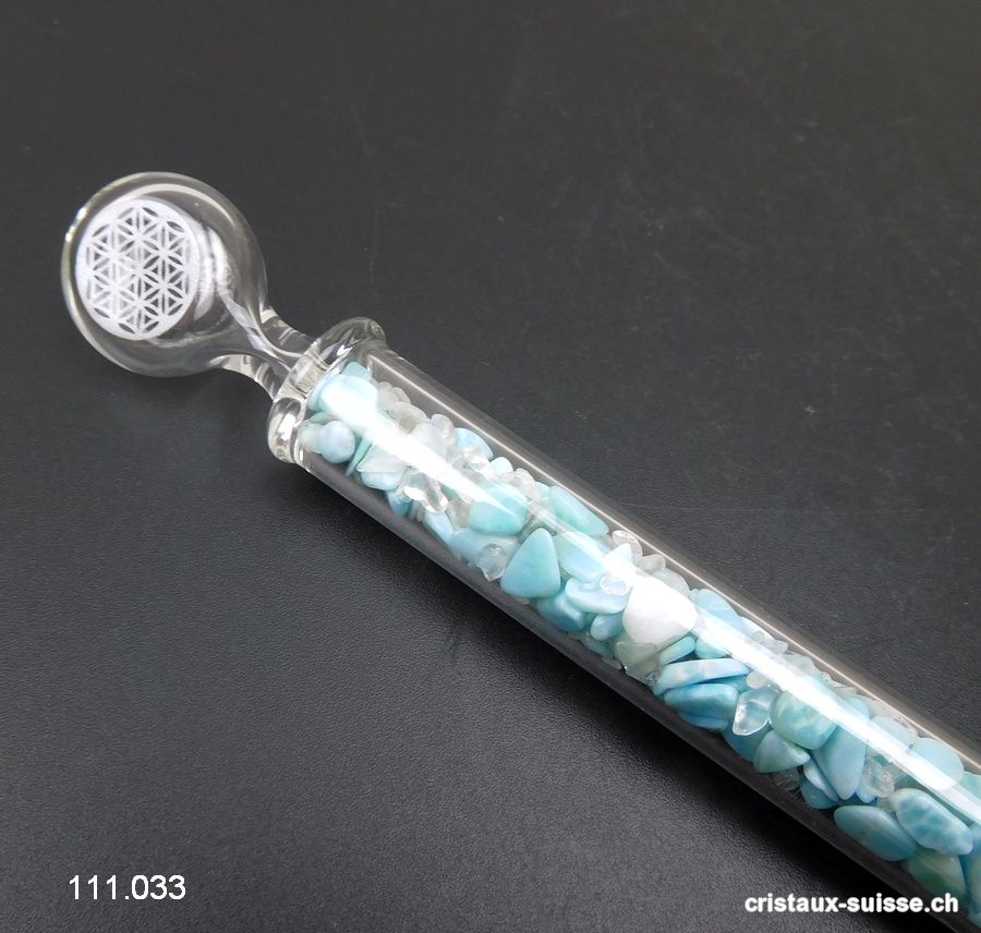 LÉGÈRETÉ - CLAIRVOYANCE, élixir Larimar et Cristal de roche avec Fleur de Vie