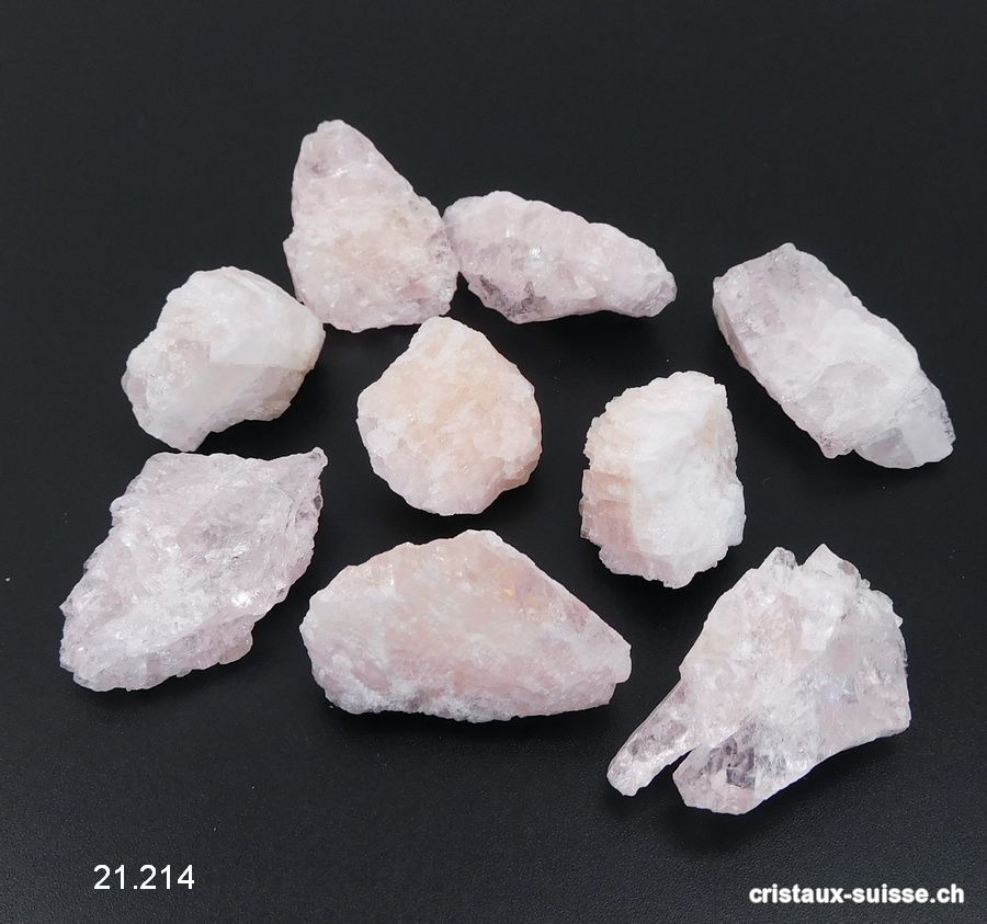 Morganite rose pâle, cristal brut 2,5 à 3,5 cm. M