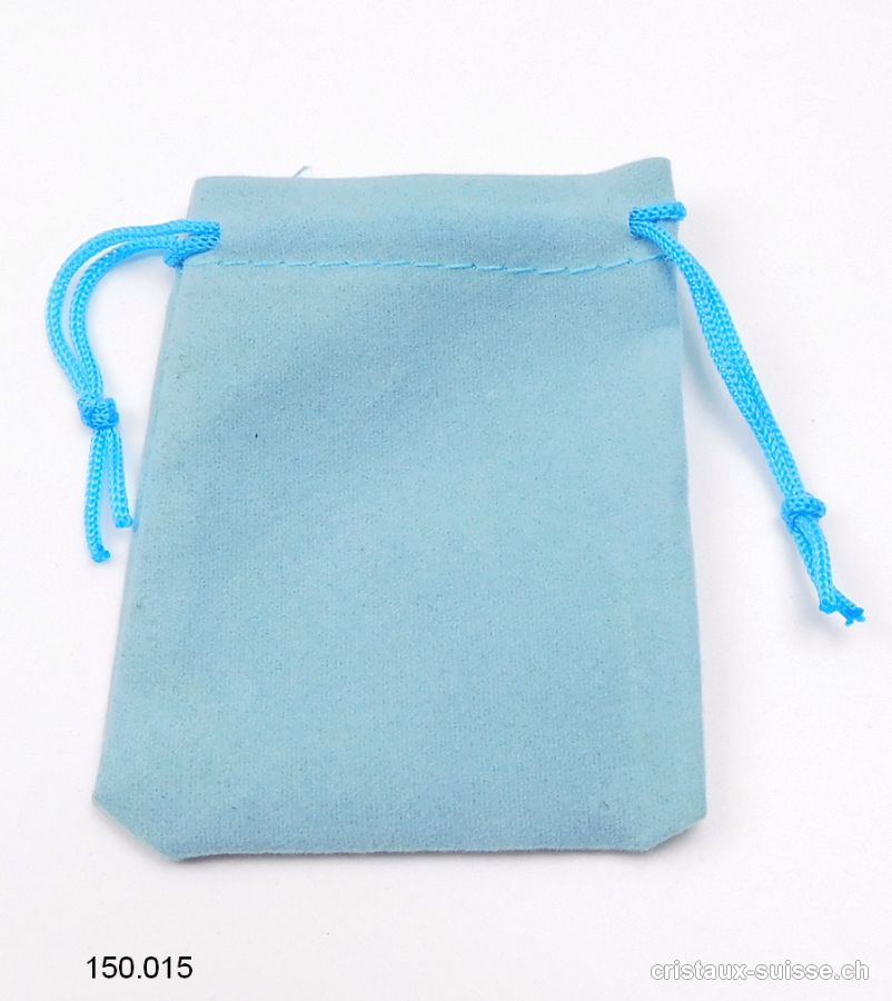 1 Pochette velours Bleu clair, env. 6,5 x 5 cm