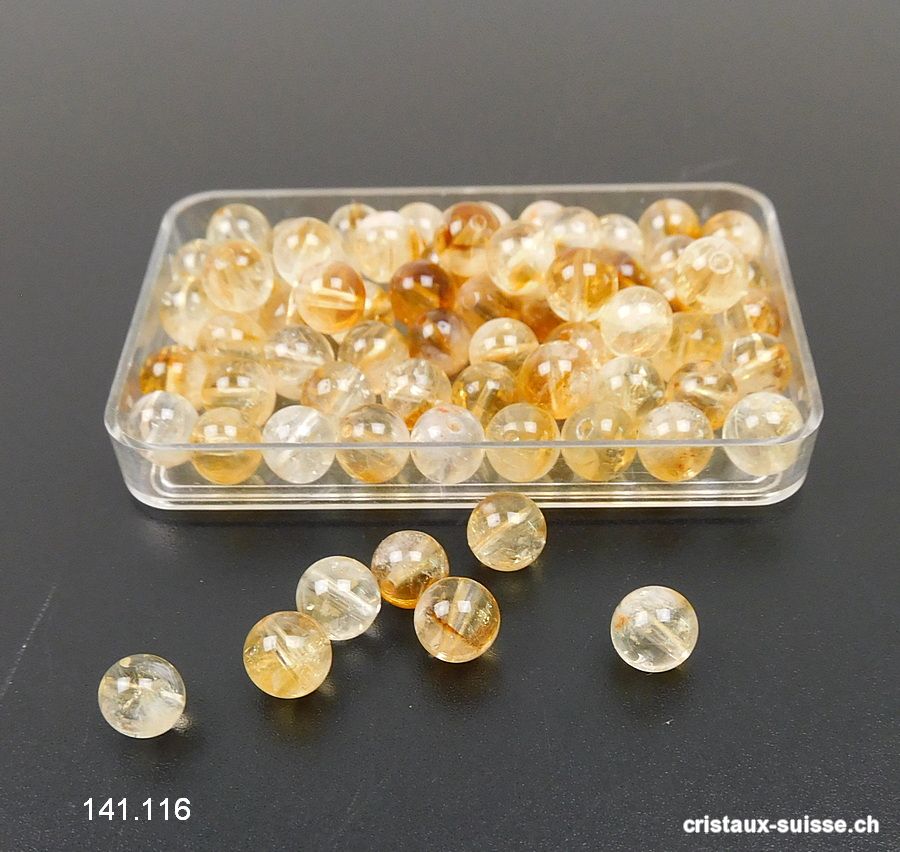 Citrine, boule percée 6,2 - 6,8 mm