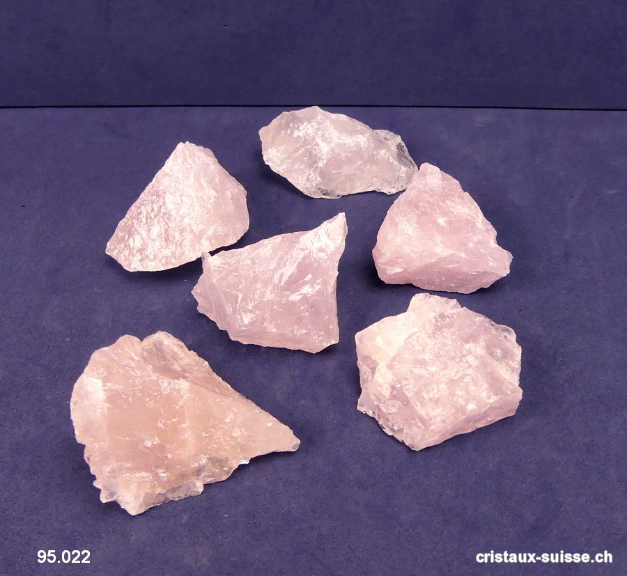 Quartz rose clair brut 45 à 58 grammes