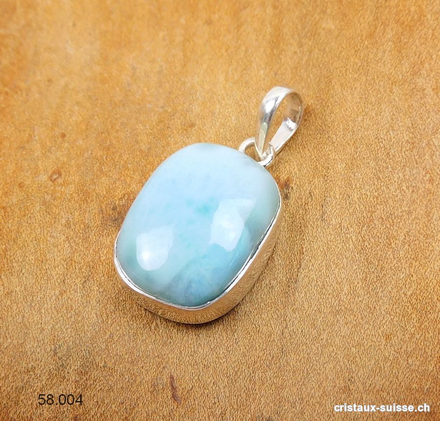 Pendentif Larimar 2 cm en argent 925. Pièce unique