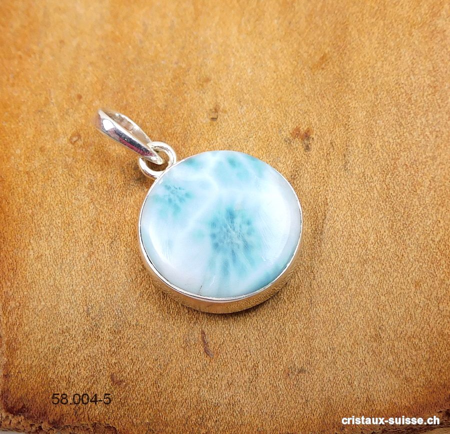 Pendentif Larimar 1,8 cm en argent 925. Pièce unique