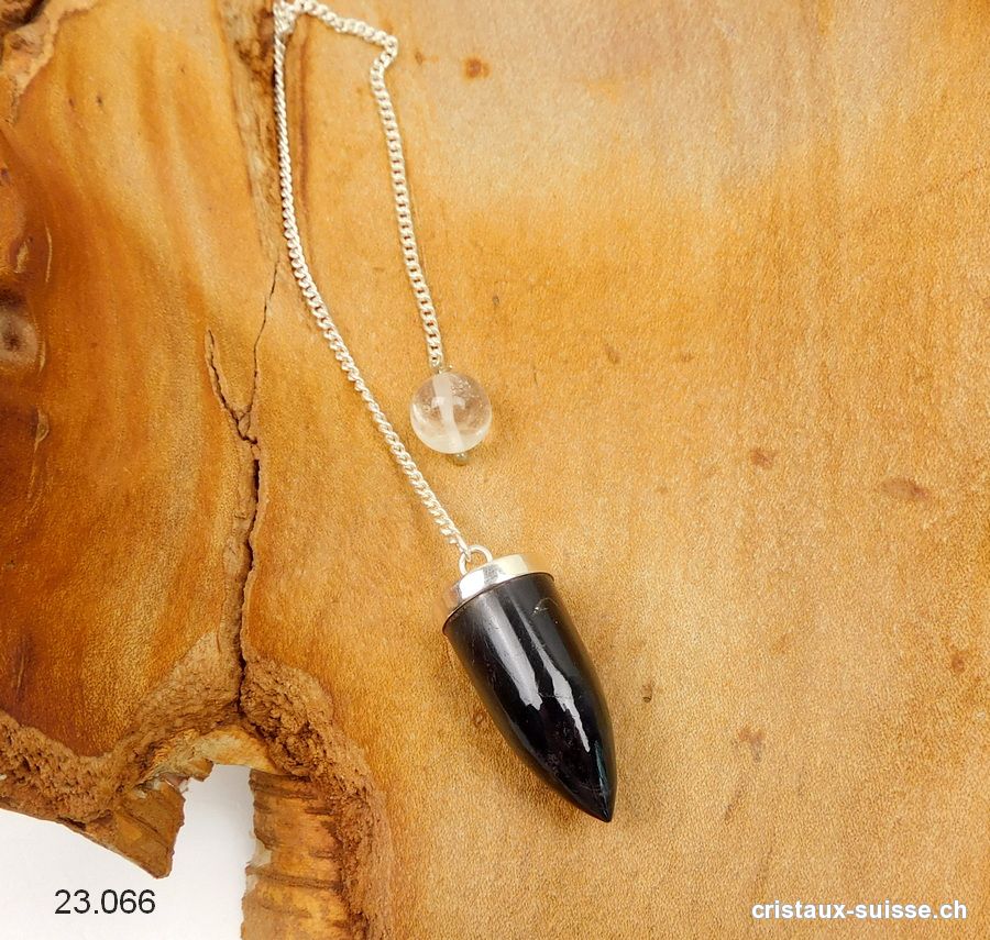 Pendule Tourmaline noire 2,5 cm en argent