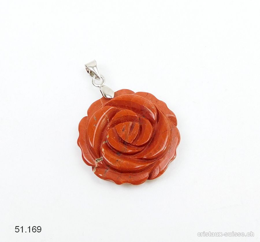 Pendentif Jaspe rouge - ROSE 2,5 cm