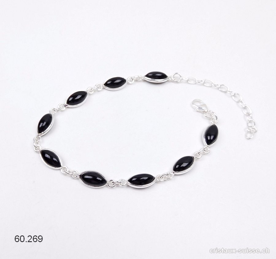 Bracelet Onyx noir en argent 925. Qual. AA