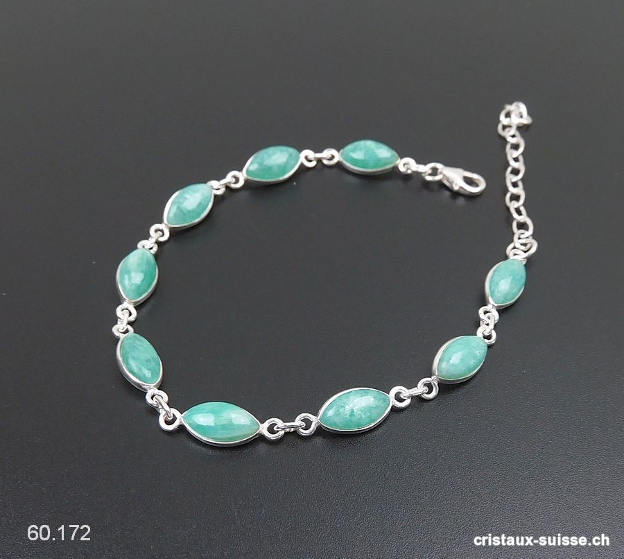 Bracelet Amazonite en argent 925. Qual. AA