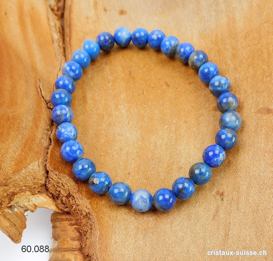 Bracelet Lapis-lazuli 6,5 mm / 18 cm. Pièce unique