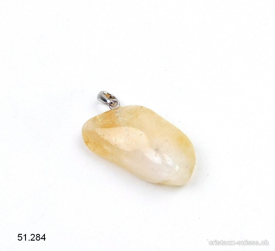 Pendentif Citrine 2,7 cm avec boucle argent 925. Pièce unique. Offre Spéciale