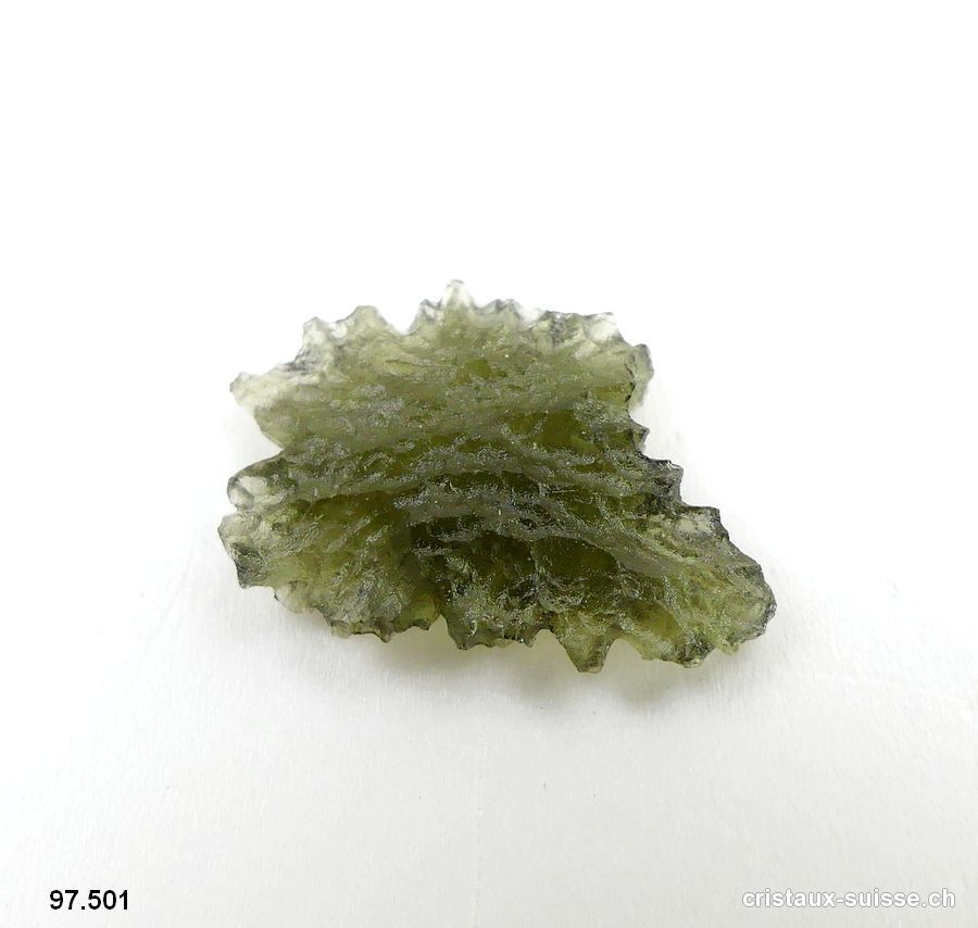 Moldavite 1,9 x 1,3 x 0,4 cm. Pièce unique 3,6 carats