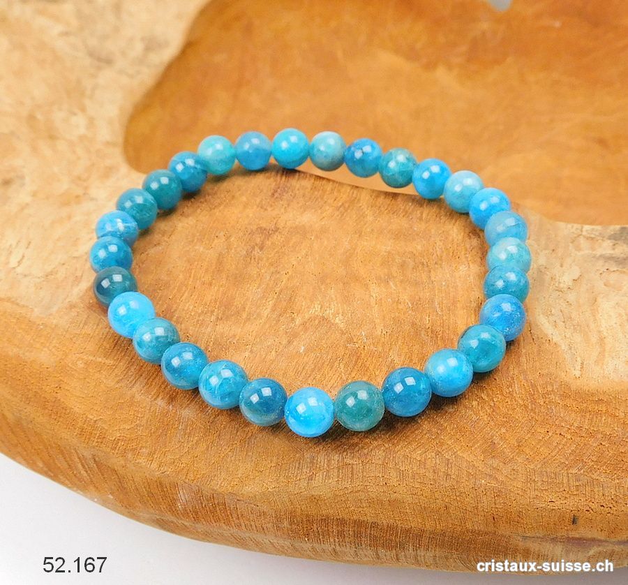 Bracelet Apatite bleue 6 - 6,5 mm / 18 cm