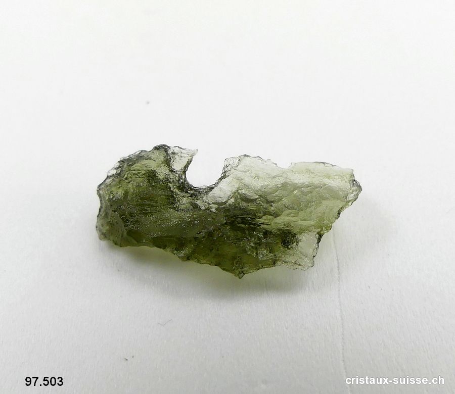 Moldavite 1,8 x 0,8 x 0,4 cm. Pièce unique 2,1 carats