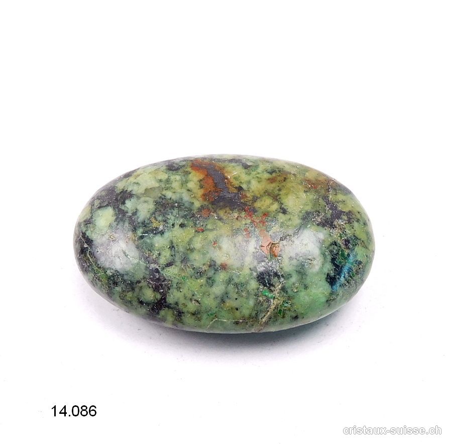 Chrysocolle - Diorite pierre anti-stress arrondie 4,5 x 2,8 - 3 cm. Offre Spéciale