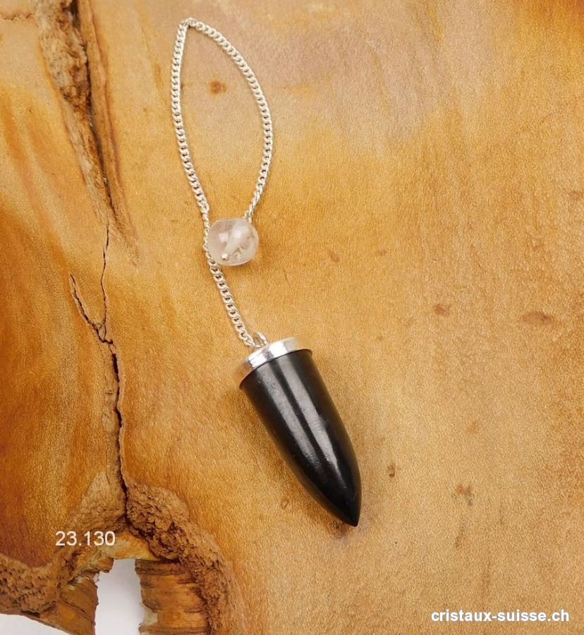 Pendule Schungite 3 cm en argent 925