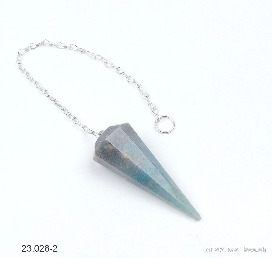 Pendule Aventurine bleue facetté 4,7 cm. Pièce unique