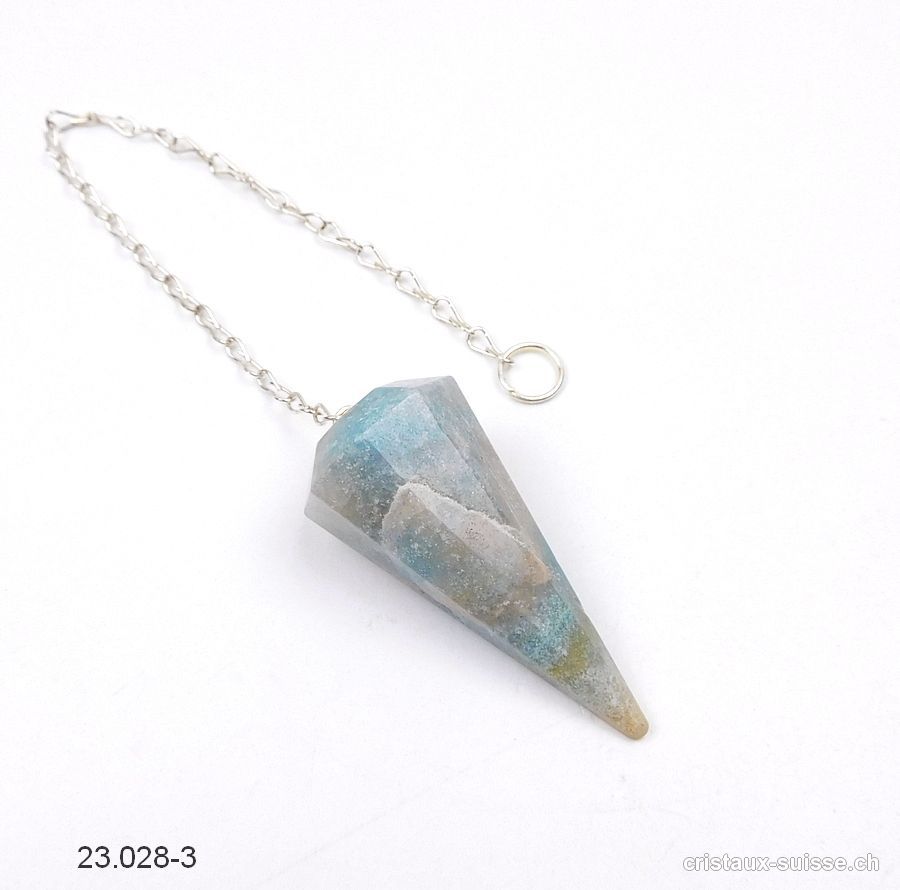 Pendule Aventurine bleue facetté 4,5 cm. Pièce unique. Offre Spéciale