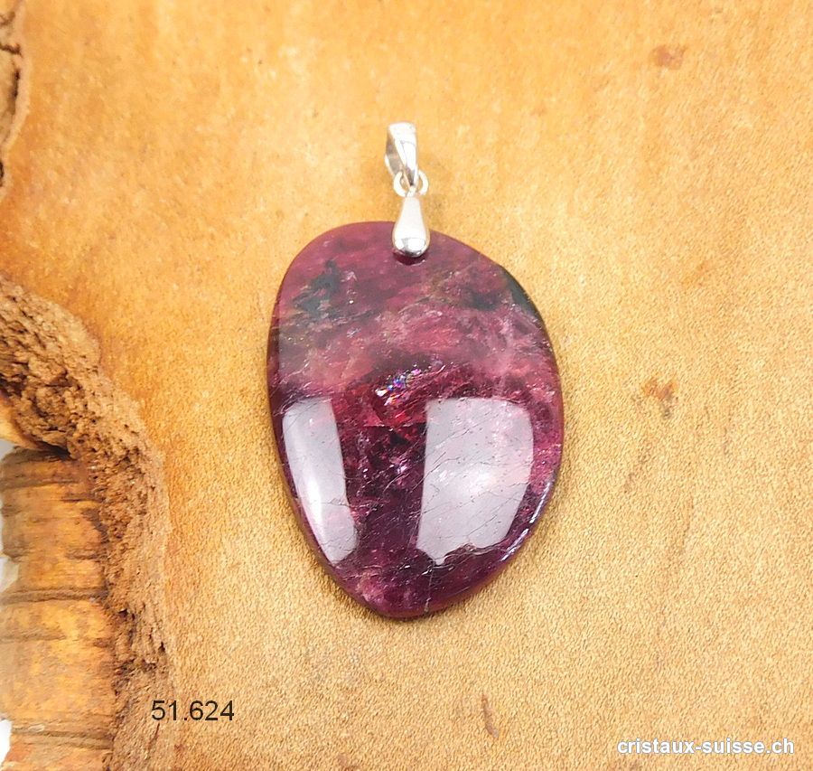 Pendentif Eudialyte de Russie avec clip en argent 925. Pièce unique