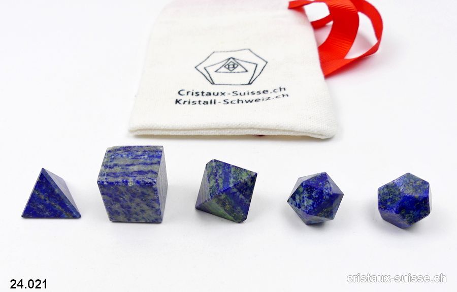 5 solides de Platon Lapis-lazuli. Pièce unique