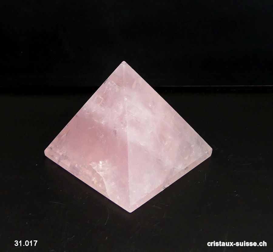 Pyramide Quartz rose clair, base 5,1 cm x haut. 4,4 cm. Pièce unique